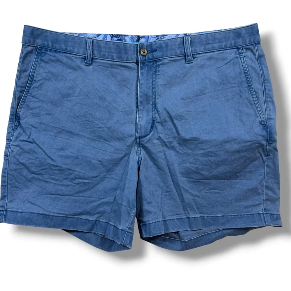 Tommy Bahama Shorts Mens 38 Blue Boracay Chino Cotton Tencel Stretch